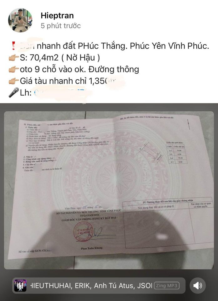 Bán đất thành phố Phúc Yên tỉnh Vĩnh Phúc giá 1.35 triệu-0