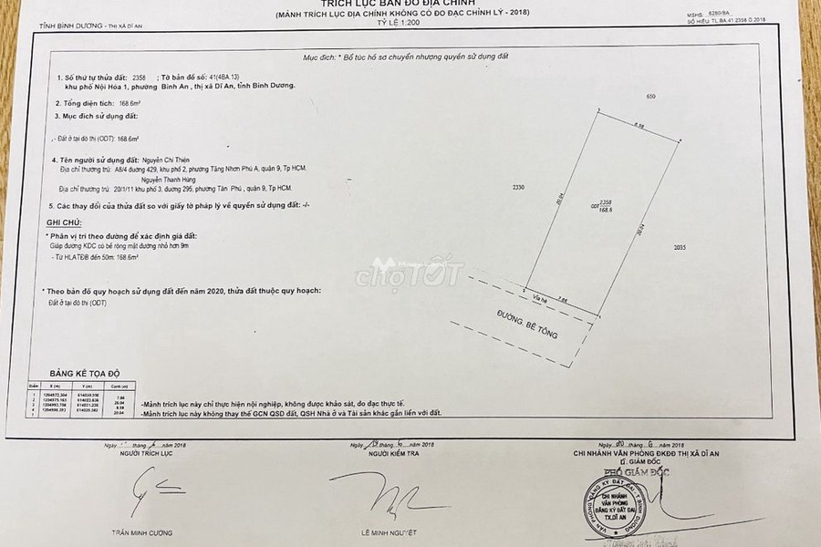 Ở Thống Nhất, Bình An bán đất 4.7 tỷ, hướng Tây Nam diện tích chuẩn 169m2-01