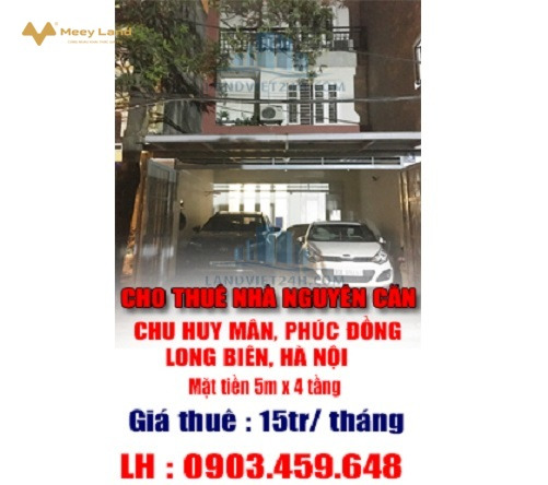 Cho thuê cả nhà 88m2 phố Chu Huy Mân, Long Biên, Hà Nội, giá 15 triệu/tháng