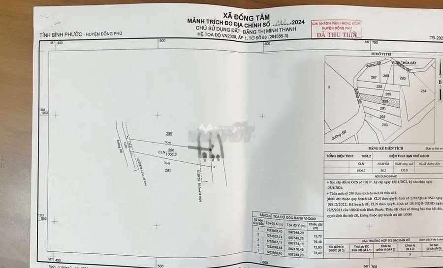 Vị trí đặt ở trung tâm Đồng Tâm, Bình Phước bán đất, giá bán khuyến mãi chỉ 240 triệu diện tích chuẩn là 1006m2-01