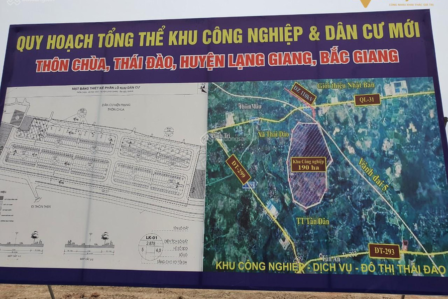 Đất thổ cư ven khu công nghiệp Thái Đào - Lạng Giang - Bắc Giang giá chỉ 540 triệu/lô 93,6m2-01