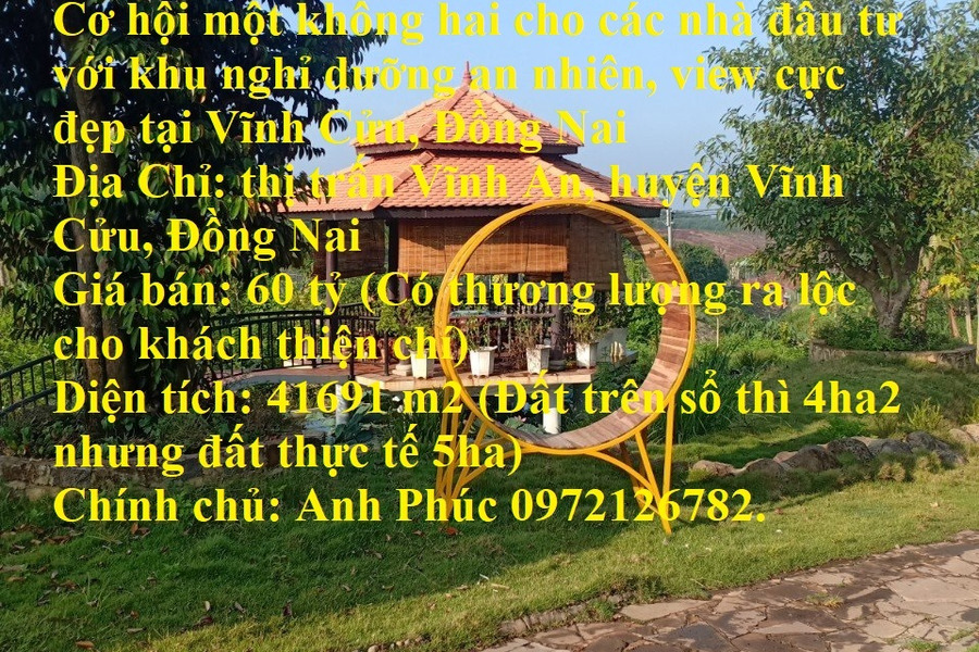 Cơ hội một không hai cho các nhà đầu tư với khu nghỉ dưỡng An Nhiên, view cực đẹp tại Vĩnh Cửu, Đồng Nai-01
