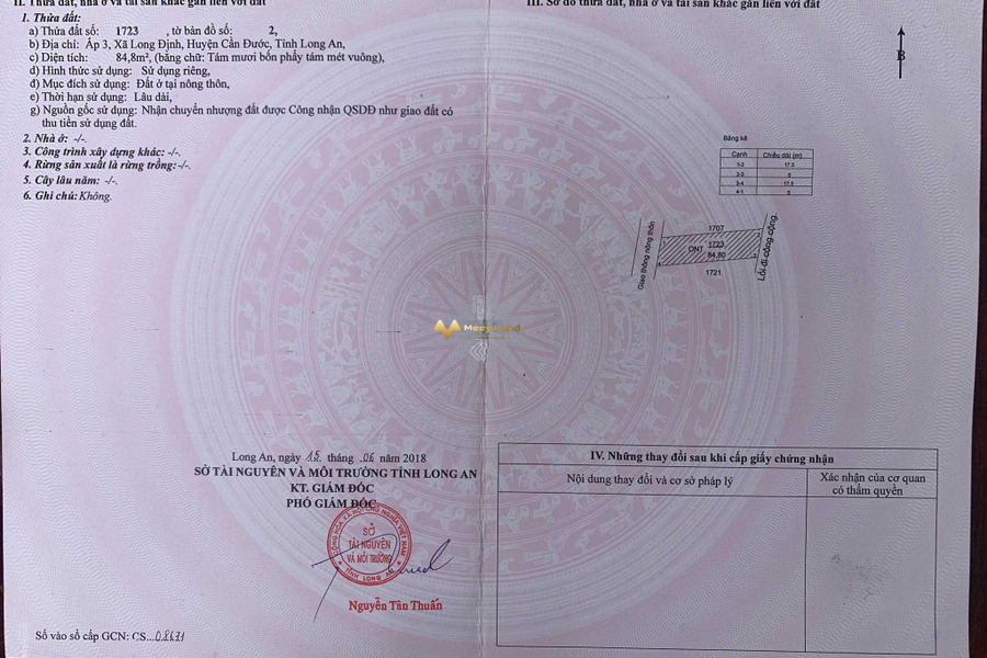 Bán đất 820 triệu Xã Long Định, Huyện Cần Đước với dt tiêu chuẩn 85m2-01