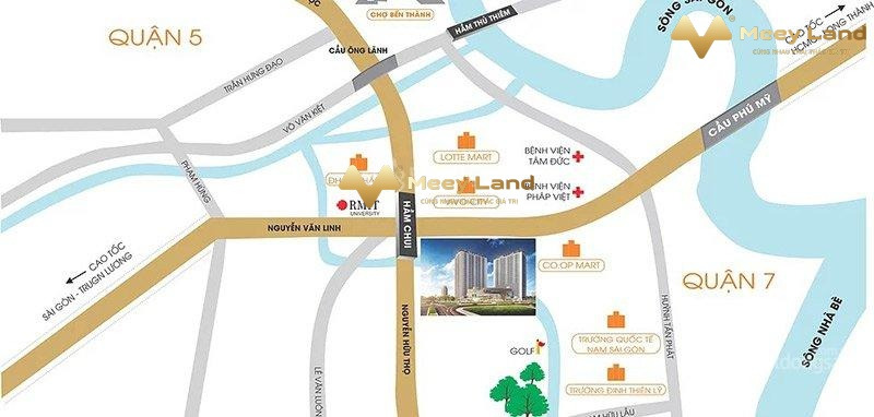 Giá 2.6 tỷ, bán chung cư có dt sàn 53m2 vị trí nằm tại Nguyễn Văn Linh, Quận 7, trong căn này 1 phòng ngủ, 1 WC giao thông đông đúc-01