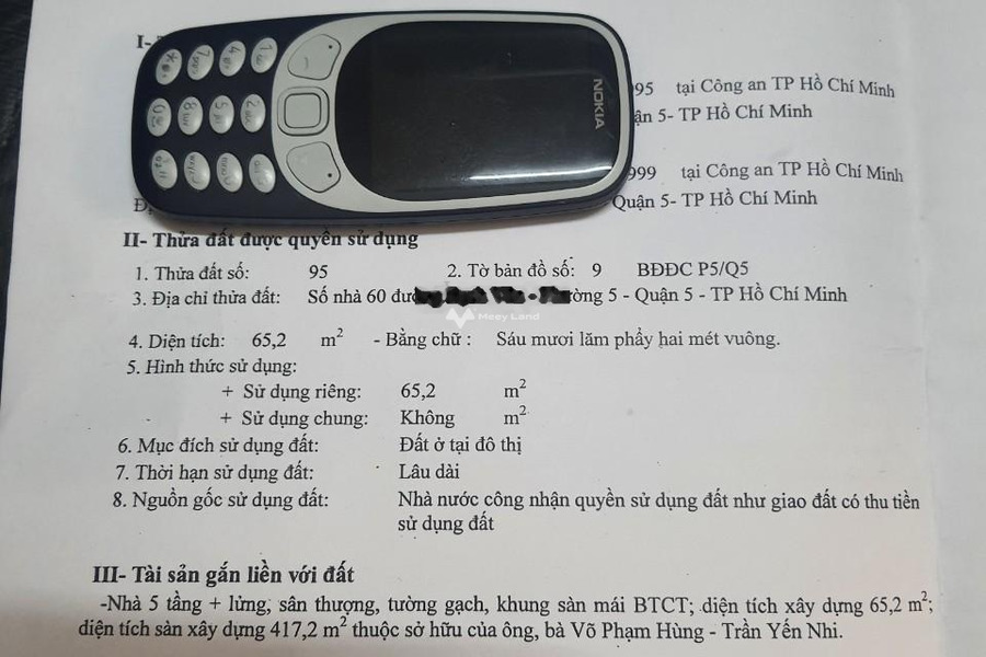 Bán nhà ở có diện tích chung 65.2m2 giá bán đề xuất 23 tỷ vị trí nằm trên Bạch Vân, Phường 5-01