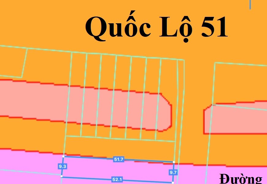 Đất QL51 giá tốt đầu tư. Có 503m2, mặt tiền đường 51m, đường 9,5m-01