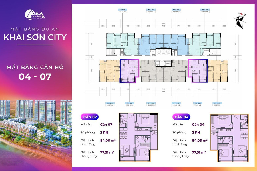 Gđinh có mấy căn căn 2pn + 2vs tốt nhất tại Khai Sơn City. giá có gia lộc -01