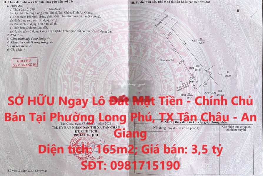 Bán đất 3.5 tỷ Long Phú, An Giang tổng diện tích là 165m2-01