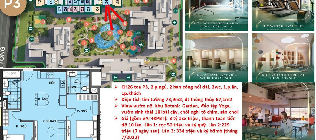 Dự án Vinhomes Ocean Park, bán căn hộ vị trí đẹp ngay ở Gia Lâm, Gia Lâm có diện tích thực 73.9m2 trong căn hộ Nội thất theo chính sách CĐT