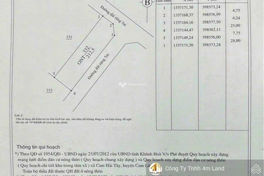 Cần ra đi gấp bán mảnh đất, 2125m2 giá khoảng từ 1.66 tỷ vị trí đặt vị trí ngay trên Cam Hải Tây, Cam Lâm, hướng Đông - Bắc liên hệ liền-01