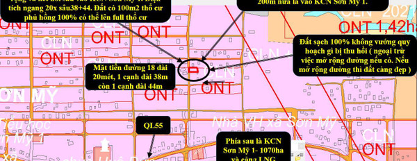 Cần tiền bán gấp lô 20x41m có 100m2 thổ cư, mặt tiền đường số 18, liền kề khu công nghiệp Sơn Mỹ 1, Sơn Mỹ 2, cảng-02