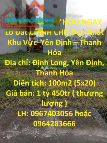 1.45 tỷ bán đất có diện tích thực là 100m2 vị trí nằm tại Yên Định, Thanh Hóa-01