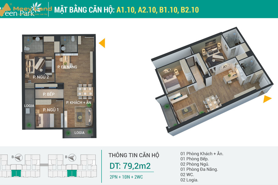 Cần bán căn hộ chung cư Green Park Phương Đông, diện tích 82m2, 2+Phòng ngủ, 2 wc, giá bán 2,3 tỷ-01