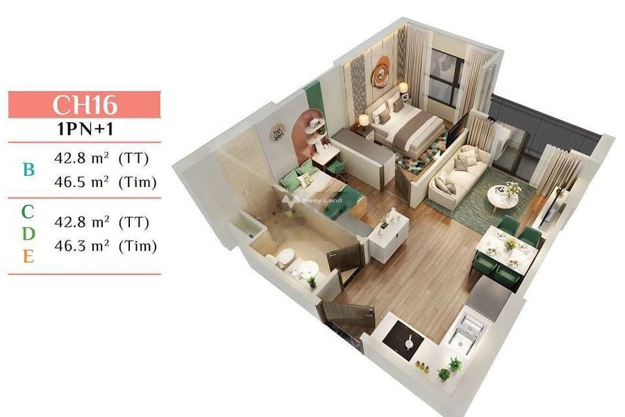 Cho thuê căn 1N+1 ,43m² Vinhomes smart city -01