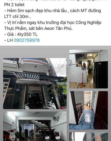 CẦN BÁN GẤP CĂN NHÀ ĐC 266/18 Lê Trọng Tấn, P. Tây Thạnh , Q. Tân Phú -01