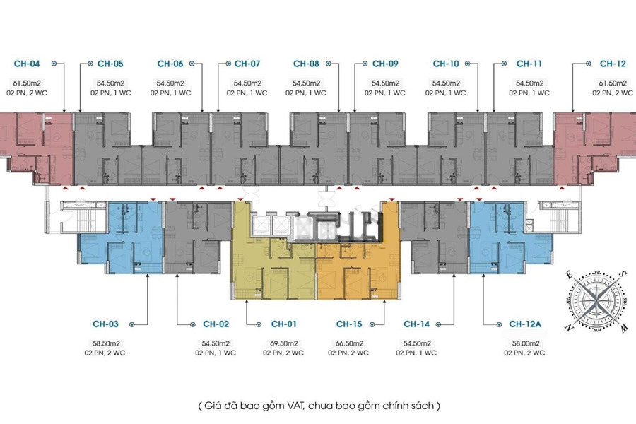 Bán căn 2 phòng ngủ 54.5m2 giá chỉ 1.750 tỷ tại Trust City Văn Giang, Hưng Yên. Ban công Đông Nam -01