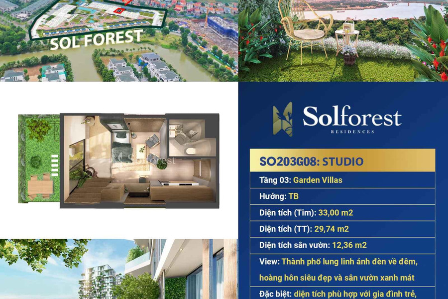 Studio thượng lưu Solforest Ecopark diện tích 33m2 nhà cùng 12m2 sân vườn trên không - độc quyền-01