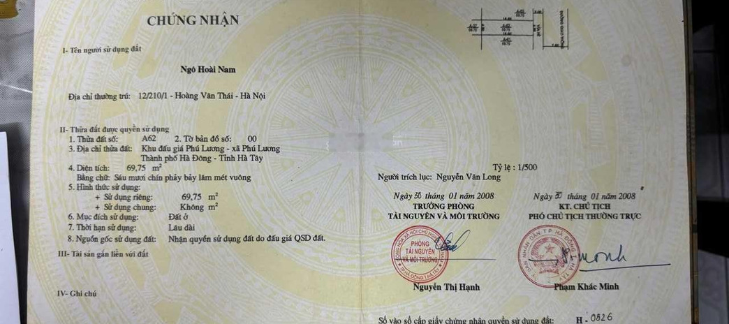 Chính chủ bán nhanh lô đất đấu giá Phú Lương có vị trí đắc địa diện tích 69,75m2 