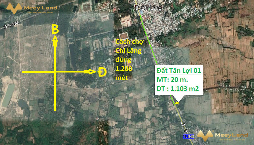 Bán đất tại Tân Lợi, Tịnh Biên, An Giang. Diện tích 1100m2, giá 5,5 tỷ