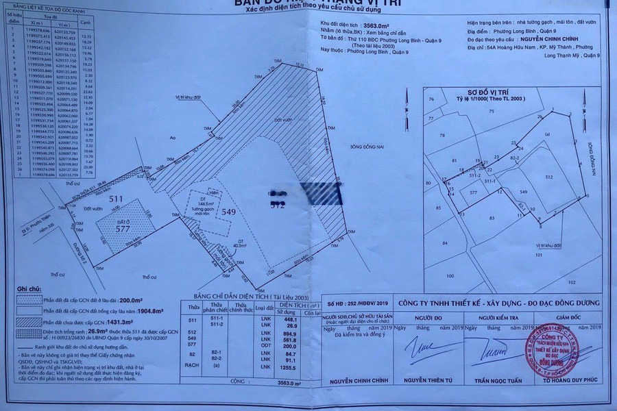 Bán 3500m2 đất mặt sông Đồng Nai. Có 200m2 thổ. Giá bán: 55 tỷ TL -01