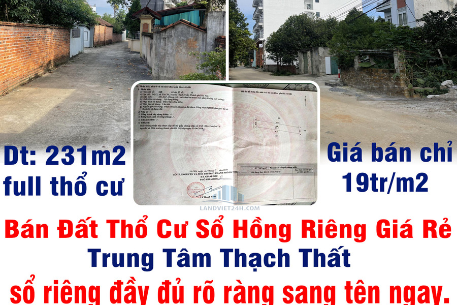 Chính chủ bán đất thổ cư sổ hồng riêng giá rẻ trung tâm Thạch Thất-01