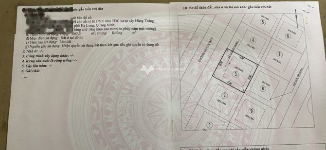 11.3 tỷ bán đất với diện tích chuẩn 263m2 vị trí mặt tiền tọa lạc ngay ở Hùng Thắng, Hạ Long, hướng Đông Nam-01