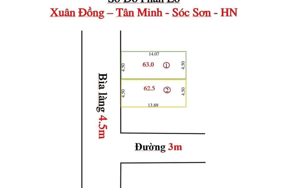 Khoảng 693 triệu bán đất diện tích là 63m2 vị trí mặt tiền tọa lạc gần Tân Minh, Sóc Sơn-01