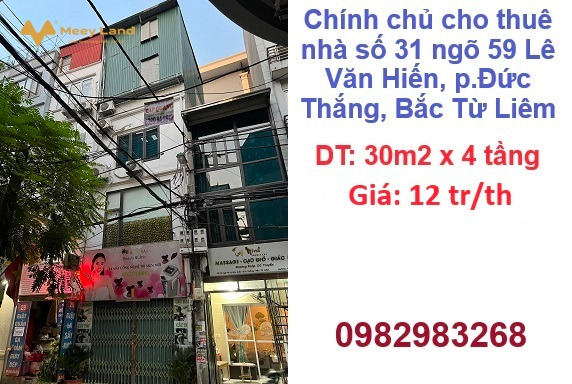 Chính chủ cho thuê nhà số 31 ngõ 59 Lê Văn Hiến, Đức Thắng, Bắc Từ Liêm-01