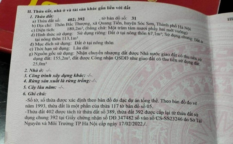 Bán đất huyện Sóc Sơn thành phố Hà Nội giá 22.5 triệu/m2-0