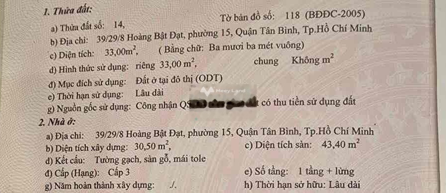 Giá 3.25 tỷ bán nhà có diện tích gồm 33m2 vị trí đặt tọa lạc trên Hoàng Bật Đạt, Tân Bình nhìn chung có tổng 1 PN, 1 WC ở lâu dài-01