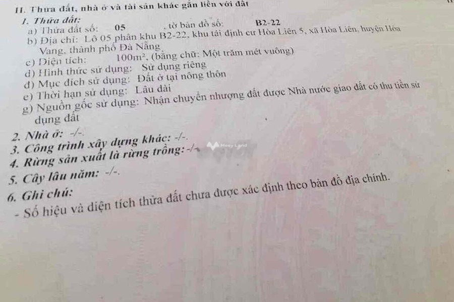 Giá bán êm chỉ 1.52 tỷ bán đất diện tích thực như trên hình 100m2 vị trí đặt nằm trên Hòa Liên 5, Hòa Liên-01