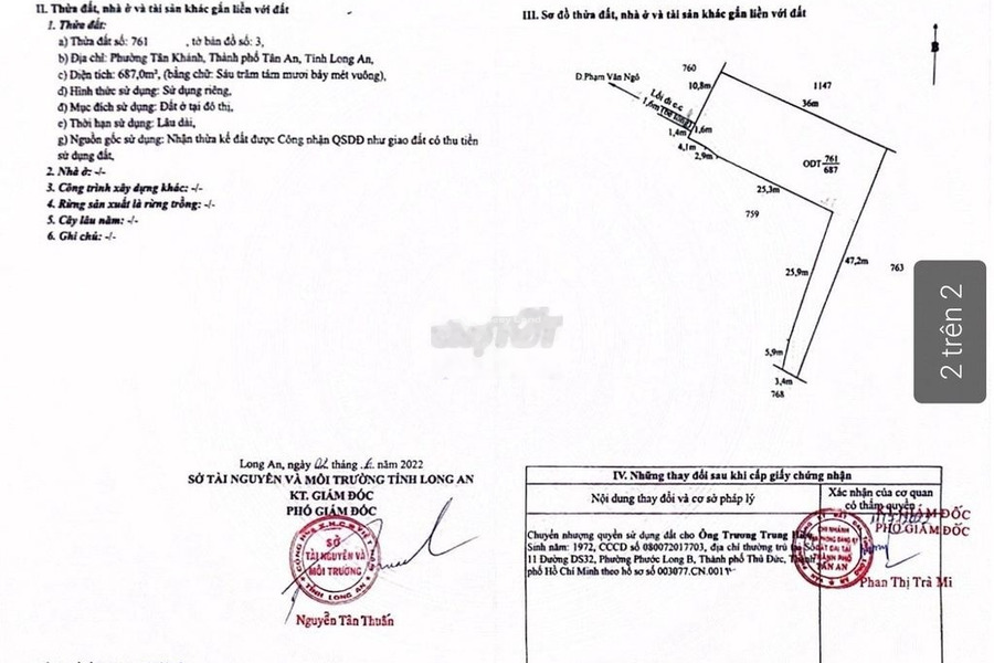 Tân An, Long An 8.3 tỷ bán đất, hướng Tây Bắc có diện tích tiêu chuẩn 3605m2-01