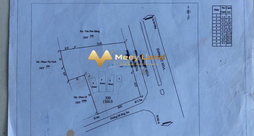Vị trí mặt tiền tọa lạc ngay tại Đt 603A, Quảng Nam bán đất, giá bán mua liền 45.64 tỷ, hướng Đông-Bắc với dt chuẩn 1304 m2