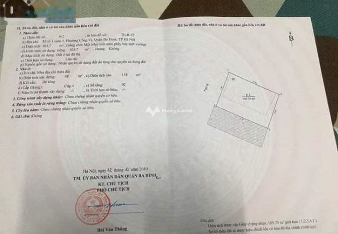 Cần bán nhà xác định bán đất Cống Vị, Hà Nội diện tích 110m2