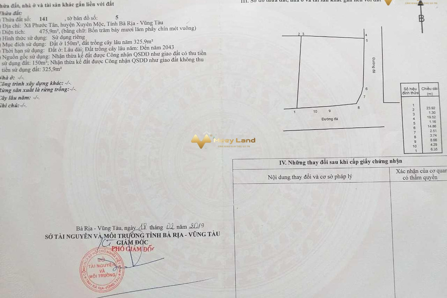 Vị trí mặt tiền ở Xã Phước Tân, Huyện Xuyên Mộc bán đất giá chỉ từ chỉ 3.6 tỷ dt chung 475m2-01