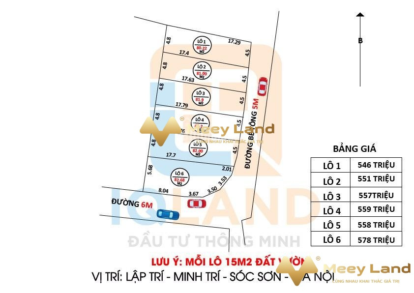 Vị trí mặt tiền tại Huyện Sóc Sơn, Hà Nội bán đất, giá bán bàn giao 578 triệu, hướng Đông Nam diện tích thực như trên hình 83 m2-01