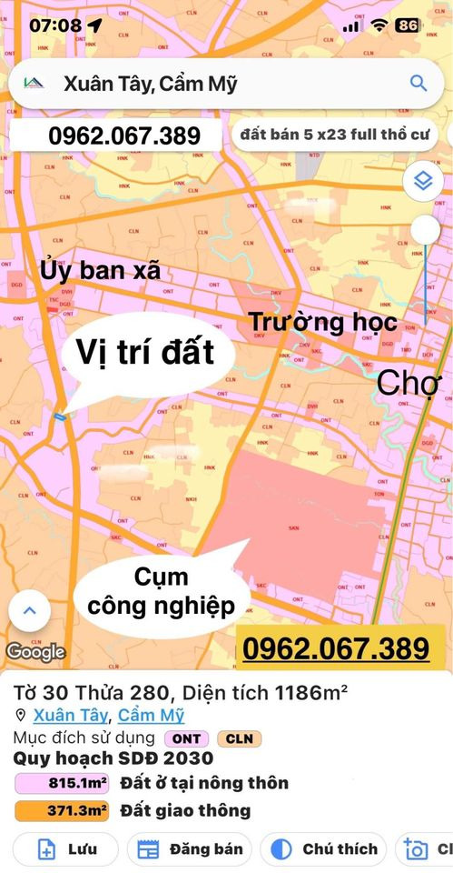 Bán đất huyện Cẩm Mỹ tỉnh Đồng Nai giá 1.6 tỷ-0