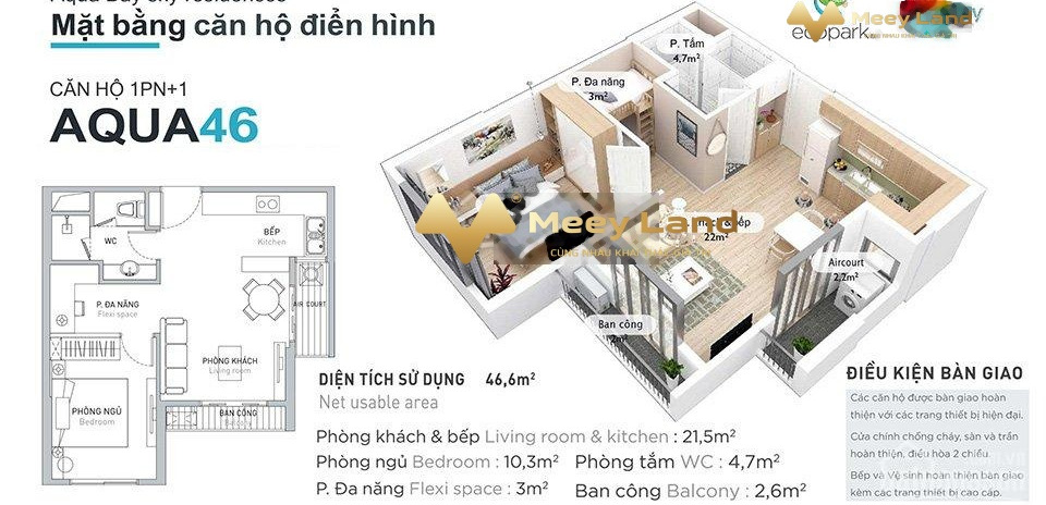 Bán căn hộ tại Văn Giang, Hưng Yên. Diện tích 46m2, giá 1,3 tỷ