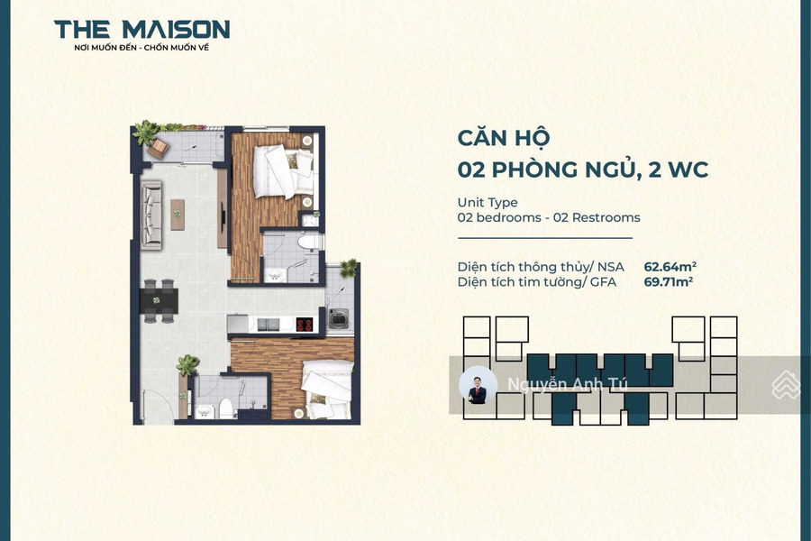 Hướng Đông - Nam, bán chung cư nằm tại Phú Thọ, Thủ Dầu Một, trong căn này bao gồm 2 PN, 2 WC lh thương lượng thêm-01