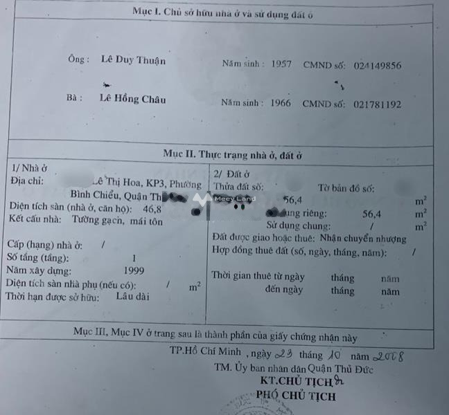 Bán nhà diện tích rộng 56m2 nằm ở Lê Thị Hoa, Thủ Đức bán ngay với giá quy định 2.9 tỷ-01