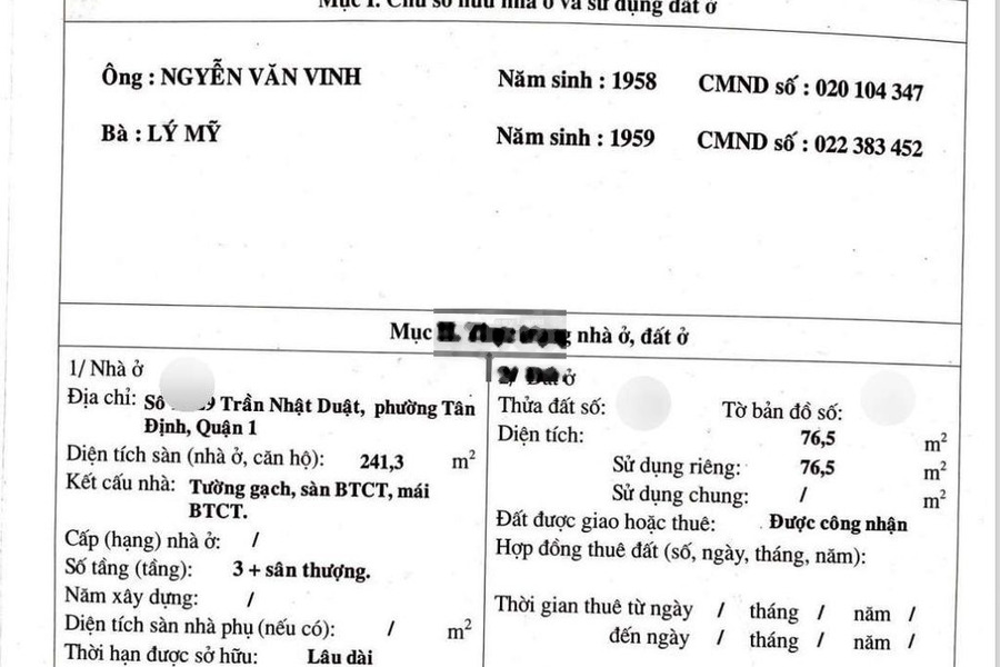 Mặt tiền tọa lạc trên Quận 1, Hồ Chí Minh bán nhà bán ngay với giá cực rẻ từ 20 tỷ trong nhà tổng quan gồm 4 phòng ngủ 5 WC-01