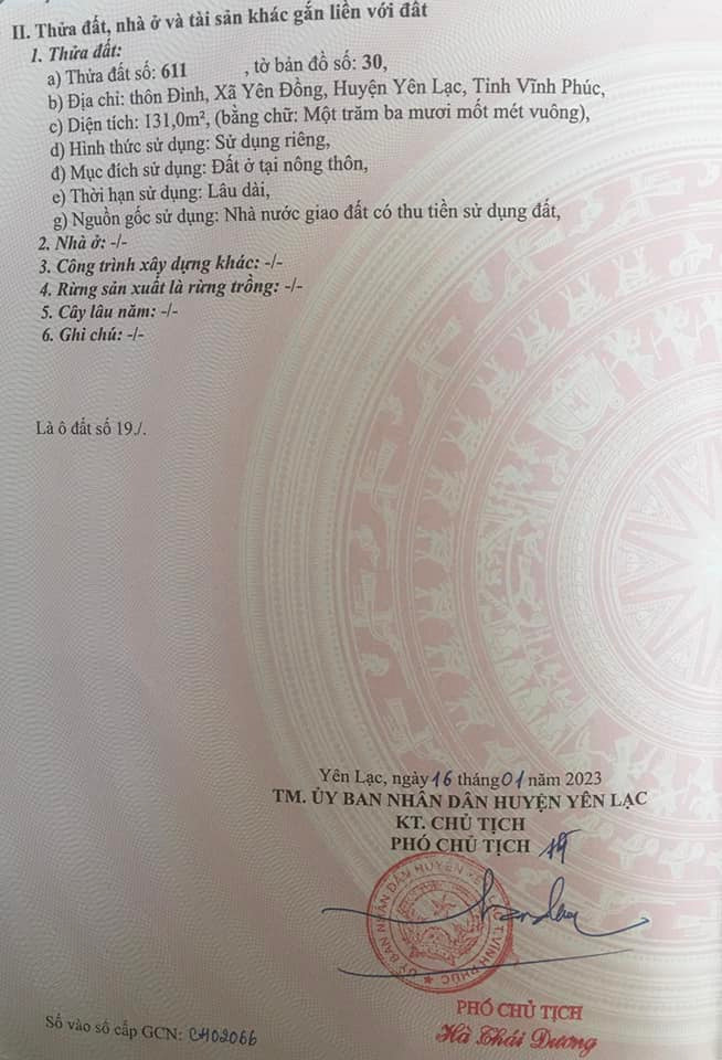 Bán đất huyện Yên Lạc tỉnh Vĩnh Phúc giá 1.6 tỷ-4