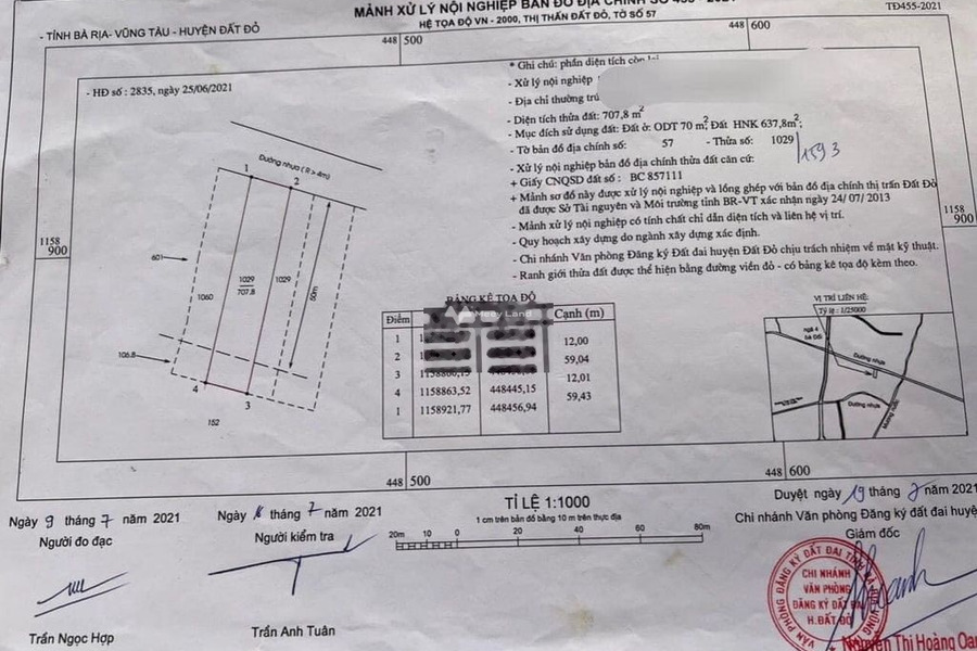 Đất Đỏ, Bà Rịa-Vũng Tàu 3.2 tỷ bán đất có diện tích chung là 707m2-01