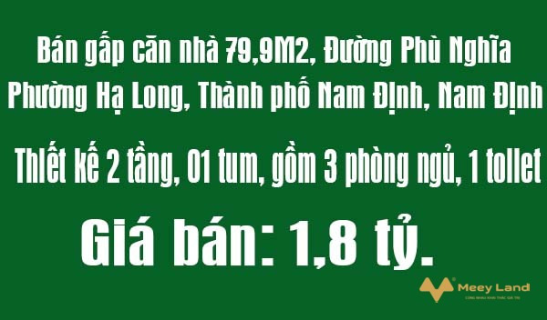 Bán gấp căn nhà 79,9m2, đường Phù Nghĩa, Phường Hạ Long, Thành phố Nam Định, Nam Định-01