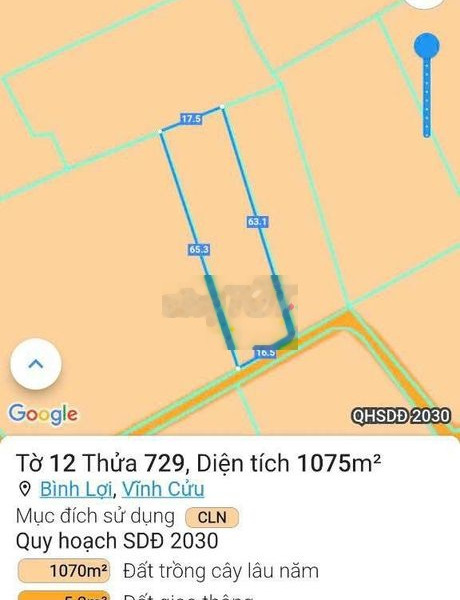- Bán đất xã Bình Lợi, Vĩnh Cửu, Đồng Nai.- Đường Xóm Rạch vào 500m.- -01