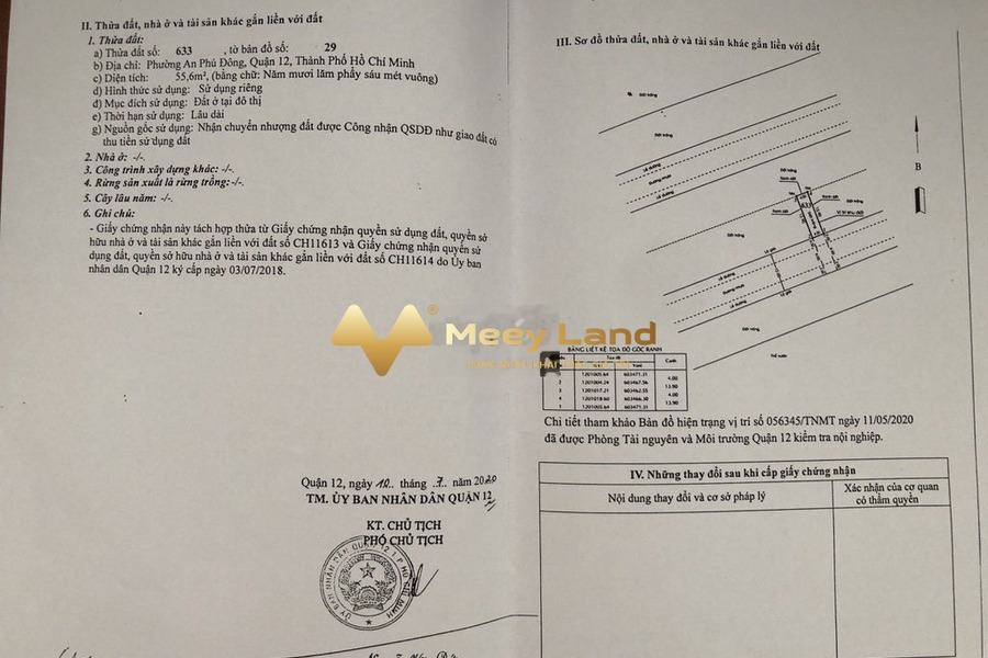 Ngay Phường An Phú Đông, Quận 12 bán đất 3.12 tỷ dt quy ước 52m2-01