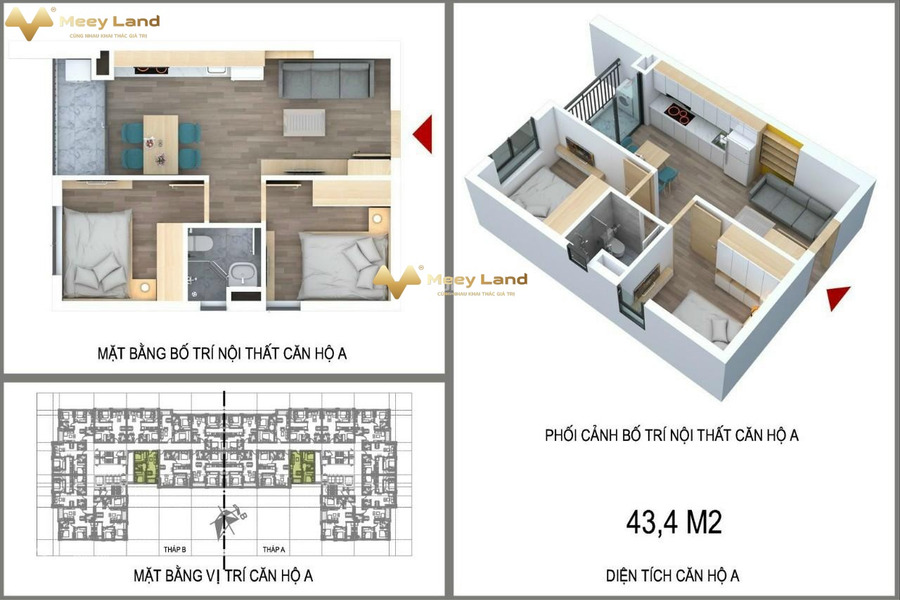 Giá 1.06 tỷ, bán chung cư diện tích là 43.4 m2 vị trí đặt tọa lạc ngay Đường 32, Phường Phương Canh, tổng quan căn hộ này 2 phòng ngủ, 1 WC tiện ích b...-01