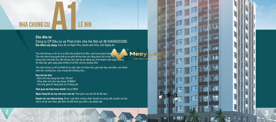 Bán căn hộ 67m2 Lê Nin, Nghệ An, giá 958,1 triệu