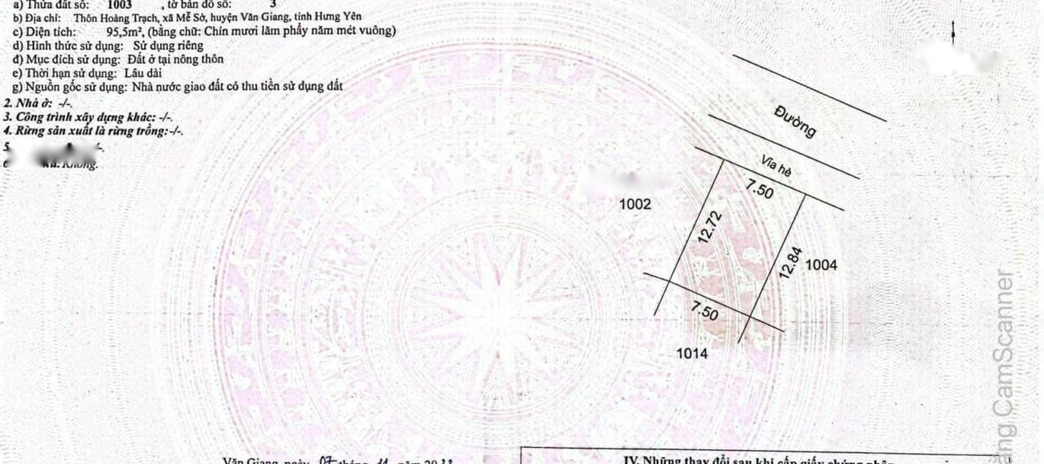 Bán đất tại Mễ Sở, Văn Giang. Diện tích 95,5m2