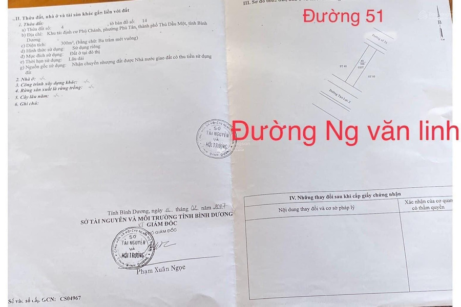 Giá bán thị trường 7.5 tỷ, Bán đất diện tích tổng 300m2 vị trí thuận tiện Nguyễn Văn Linh, Thủ Dầu Một liên hệ chính chủ-01